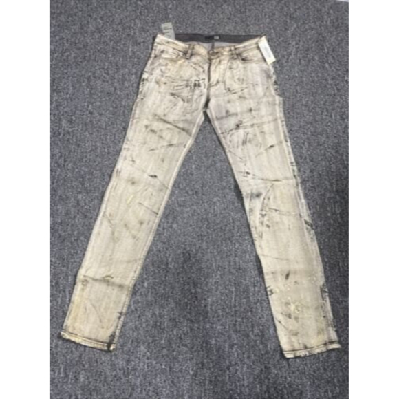 David Khan Women Jeans 31x33 Radioactive Brenda Skinny Ankle Denim Metallic Gold - Picture 1 of 8